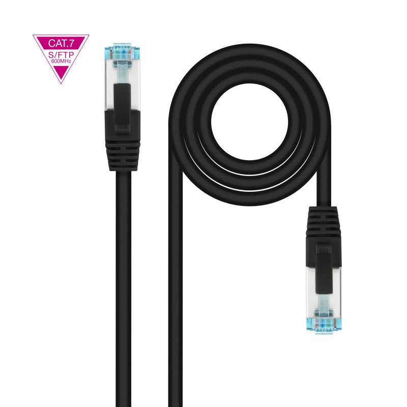 Nanocable - Cable de Red Cat.7 600MHZ LSZH SFTP PIMF AWG26, Negro, 50 cm 10.20.1700-BK