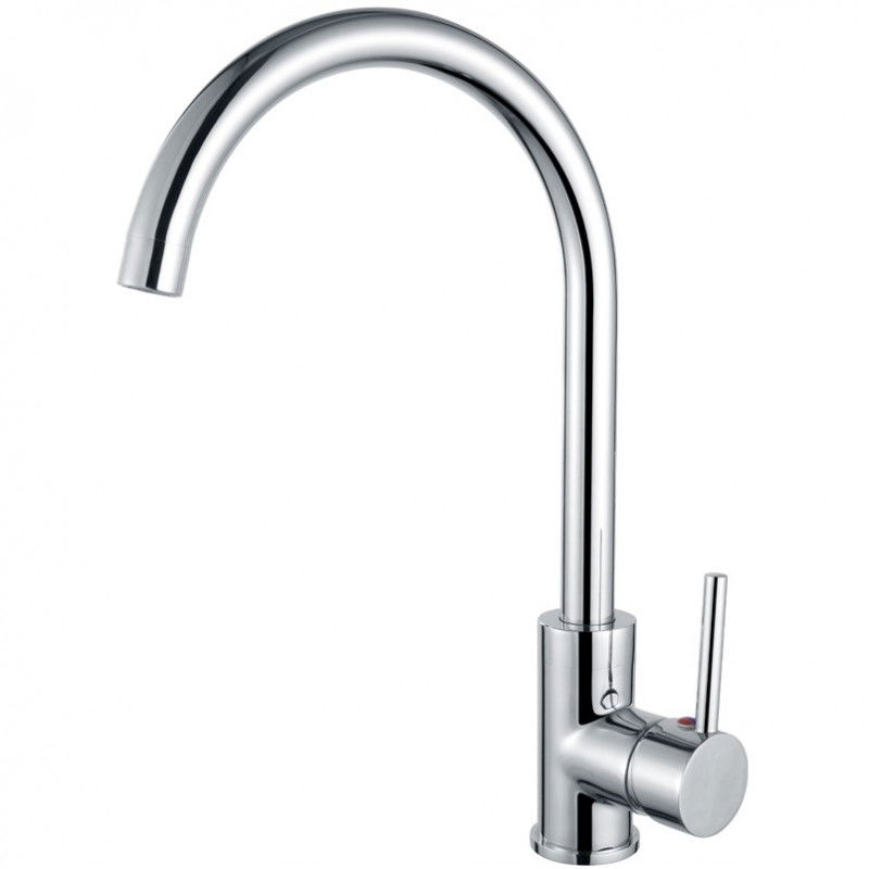 Imex Lyon GCR002 grifo de cocina monomando de caño alto y curvo en latón cromado