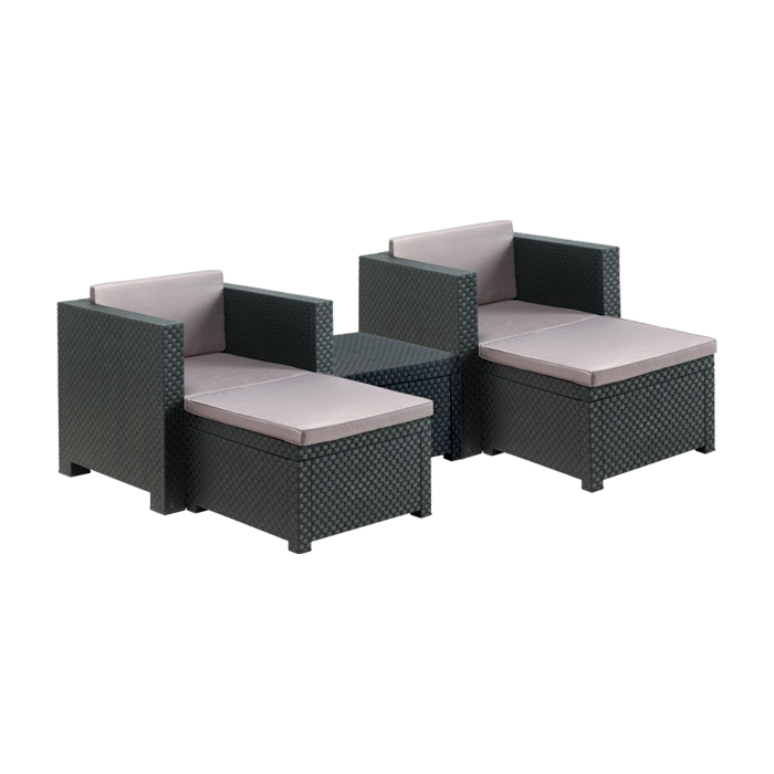 SP Berner Shaf - Sira | Set Muebles de Salon Exterior - Conjunto Muebles Jardin Exterior 4 Plazas | Fabricado en España con Materiales Reciclados - Color Grafito