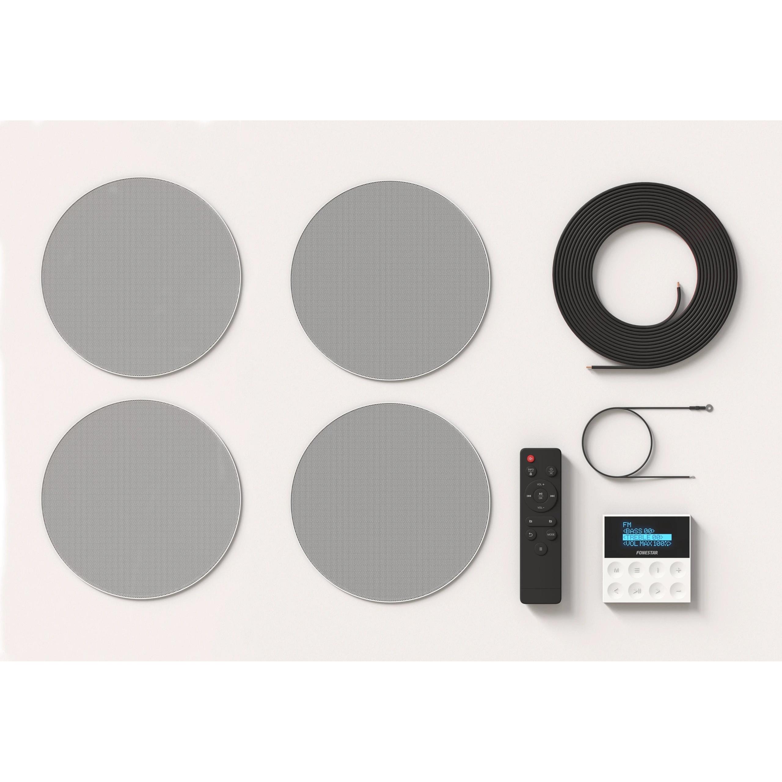 Altavoces HiFi FONESTAR SISTEM Kit de sonido todo en uno 25W Bluetooth Blanco (RAL 9003), Gris, Blanco KS-WALL-4