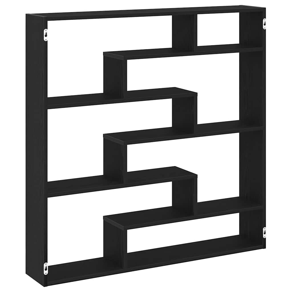 vidaXL Estante cubo de pared 7 compartimentos madera ingeniería negro