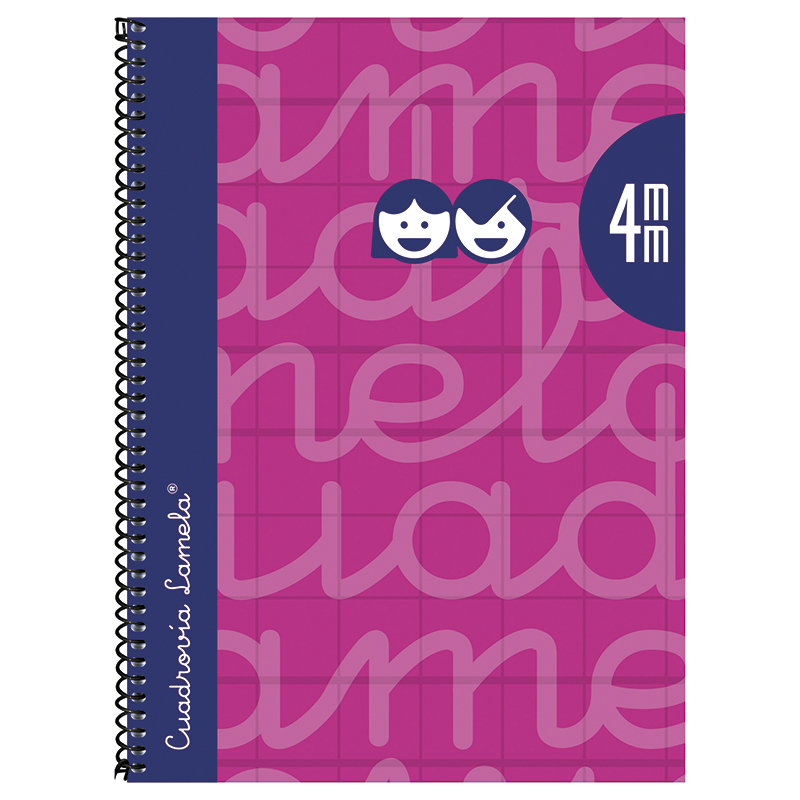 Lamela Cuaderno Espiral 4º (Cuarto) Cubierta Extradura 80H 70grs Cuadrovía 4mm Fucsia