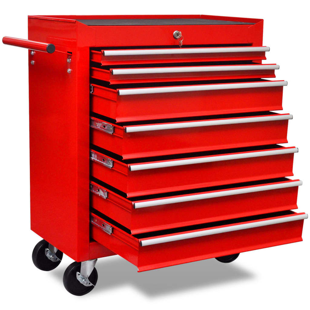 vidaXL Carrito Caja de Herramientas 7 Cajones Armario de Almacenaje Carro Color Rojo,  Azul,  Negro y mas