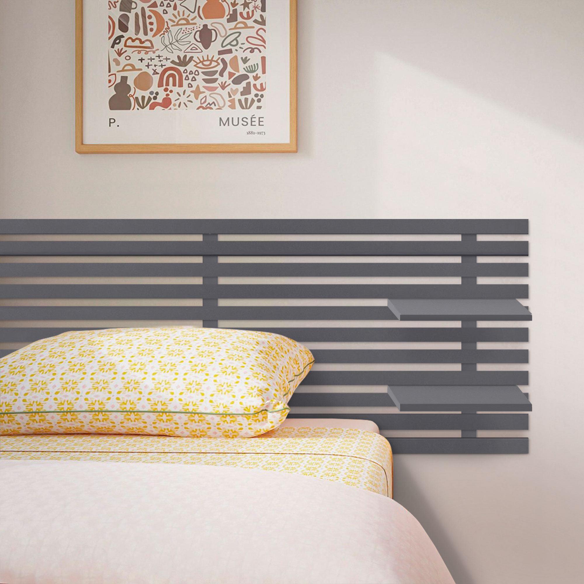 Cabecero con Estantes de Madera reciclada DM Colgante Pared Estilo Palet Japones
