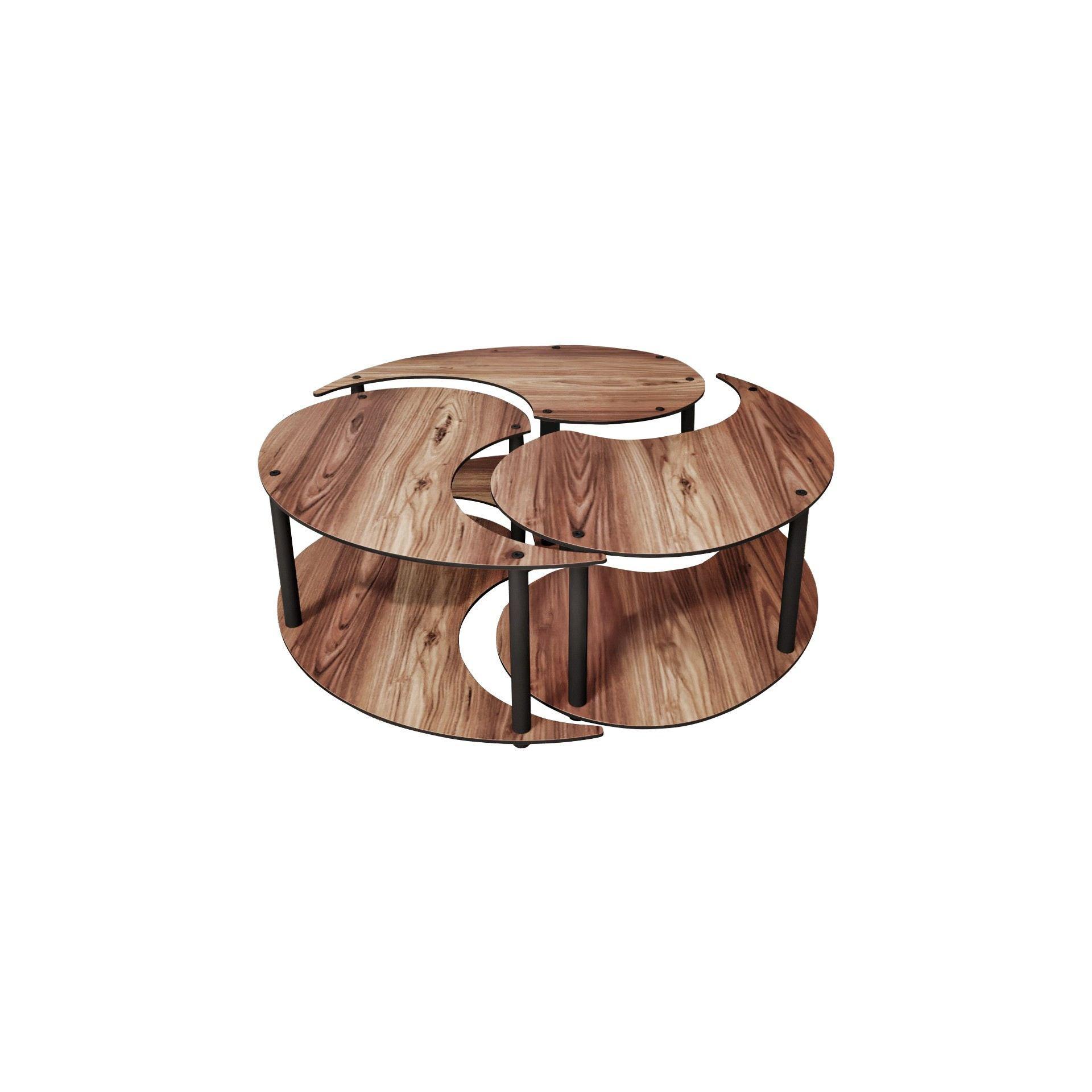 Habitat y Jardin - Juego de mesa baja de madera "Yin" 70 x 70 x 38 cm - Nogal