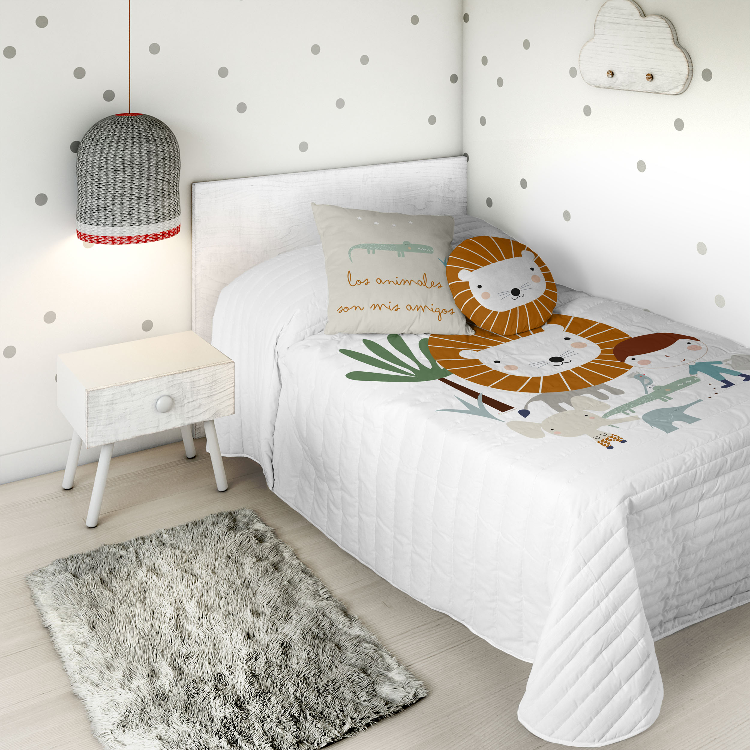 HACIENDO EL INDIO - Colcha Bouti Infantil Estampada 100% Algodón - Relleno 70 gramos -  Cubrecama Ligero Acolchado - Ideal para Primavera y Verano - Disponible para Cama 90/105 cm - Fabricada en España