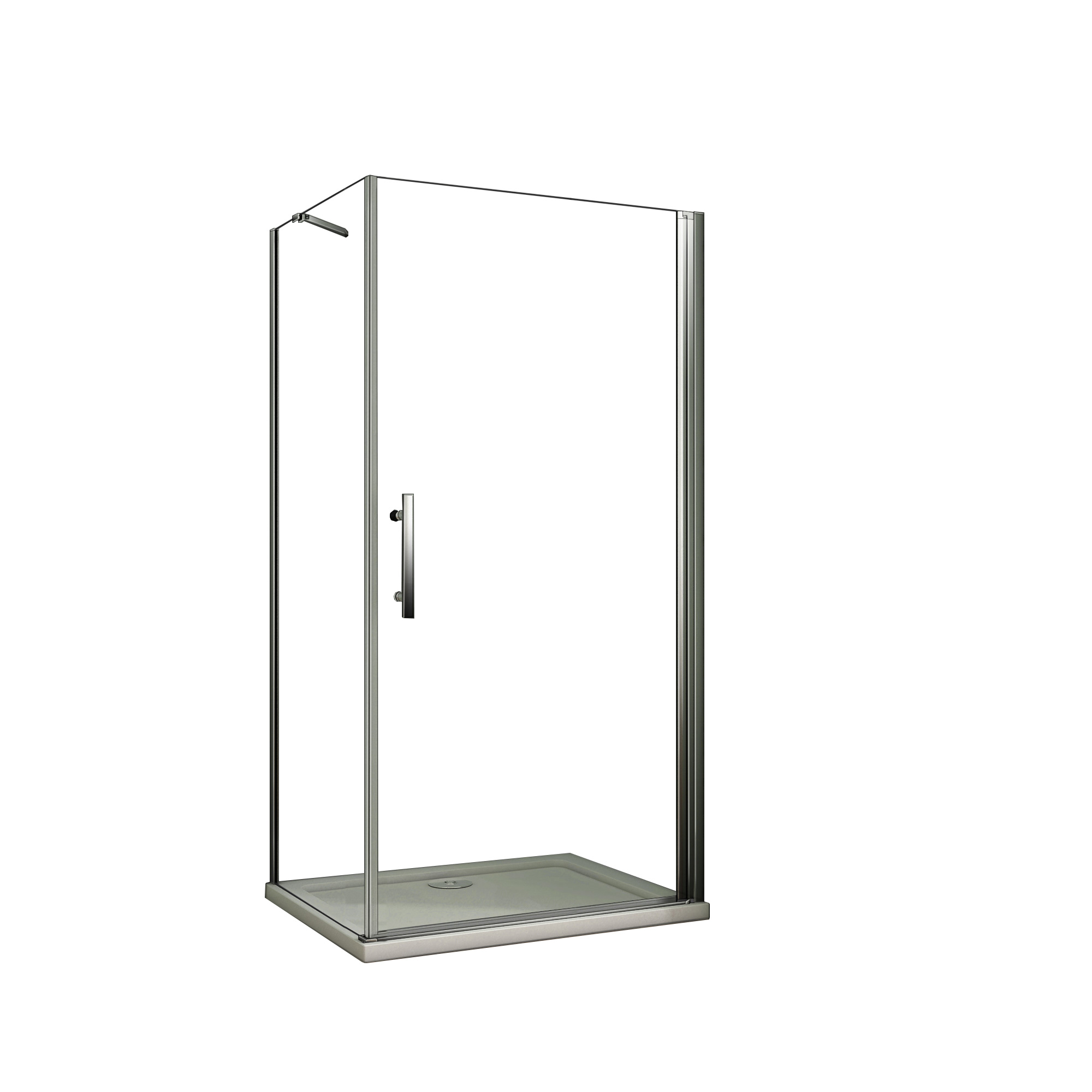 Mampara de Ducha Frontal Abatible+Panel lateral,Barra 45cm,Perfil Cromado,Vidrio Antical 6mm,(780-800)x(680-700)x1950mm
