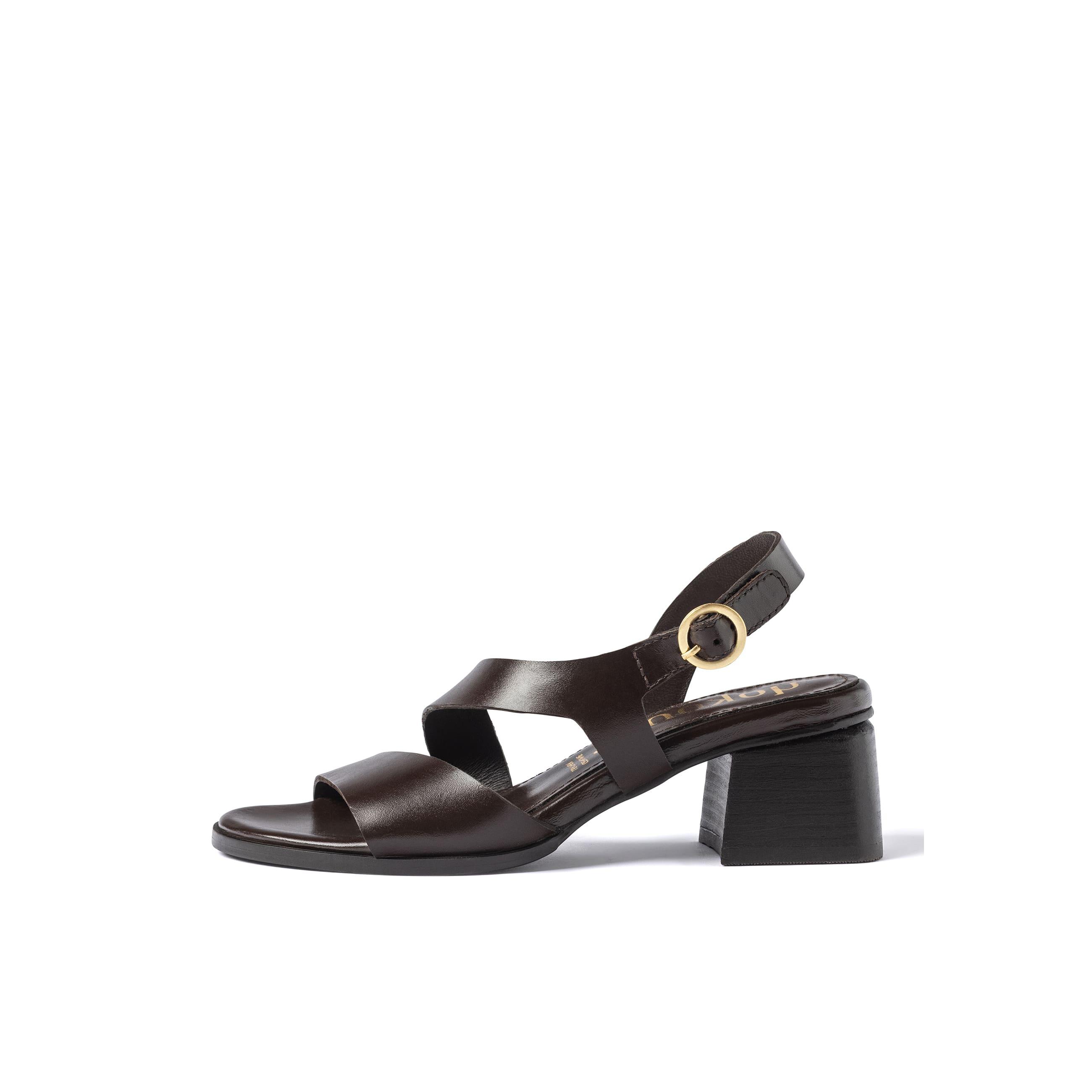 YOKONO Sandalia tacón GOLI-252 MARRON | Zapatos mujer Primavera-Verano | Piel vacuna  Napa | 4 CM