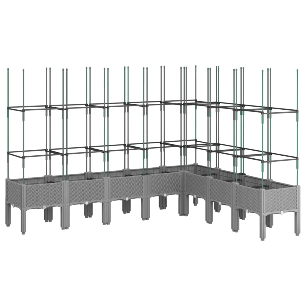 vidaXL Jardinera con enrejado PP 200x160x142,5 cm Color Gris,  Gris claro,  Negro y mas