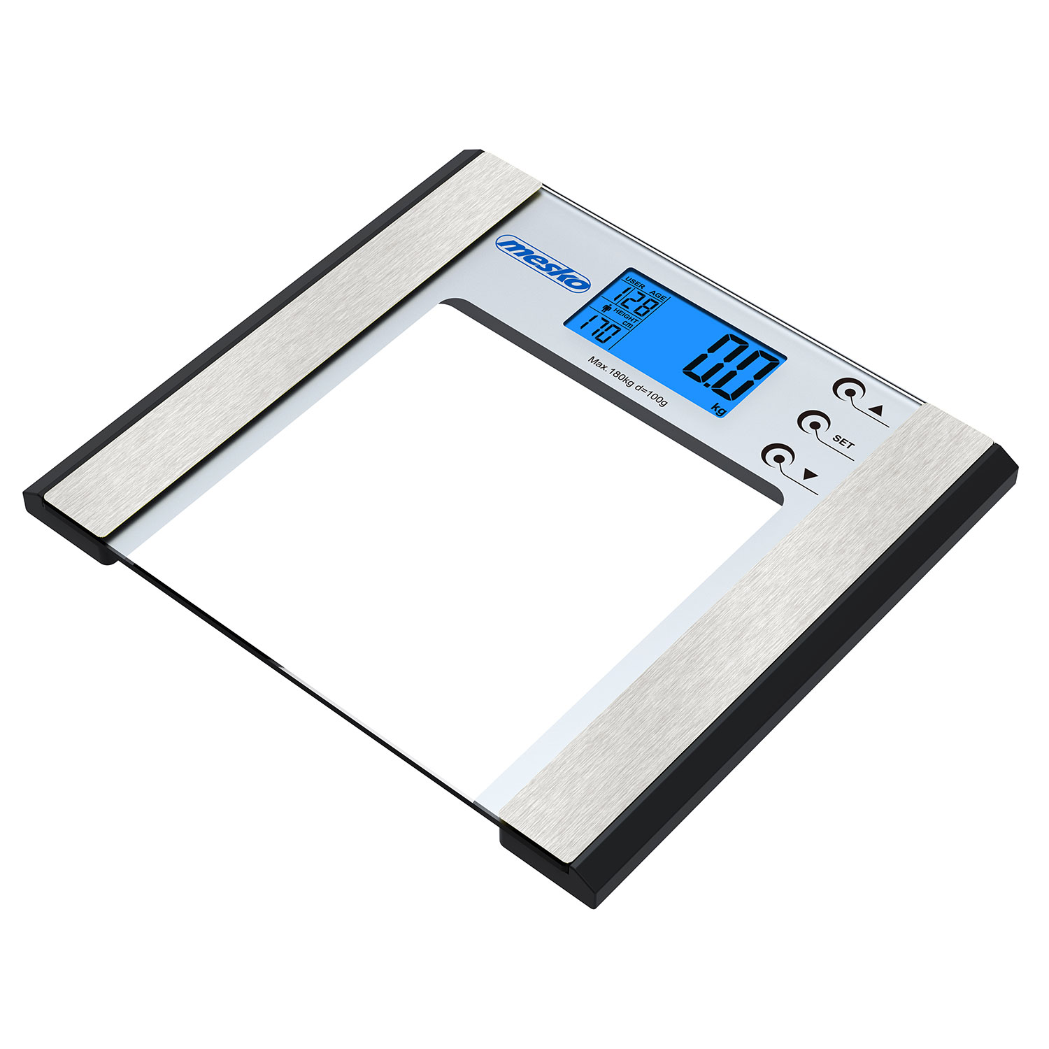 Mesko MS8146 Báscula de Baño Digital Bioimpedancia, Análisis Corporal, IMC, Grasa, Músculo, Alta Precisión, , Transparente
