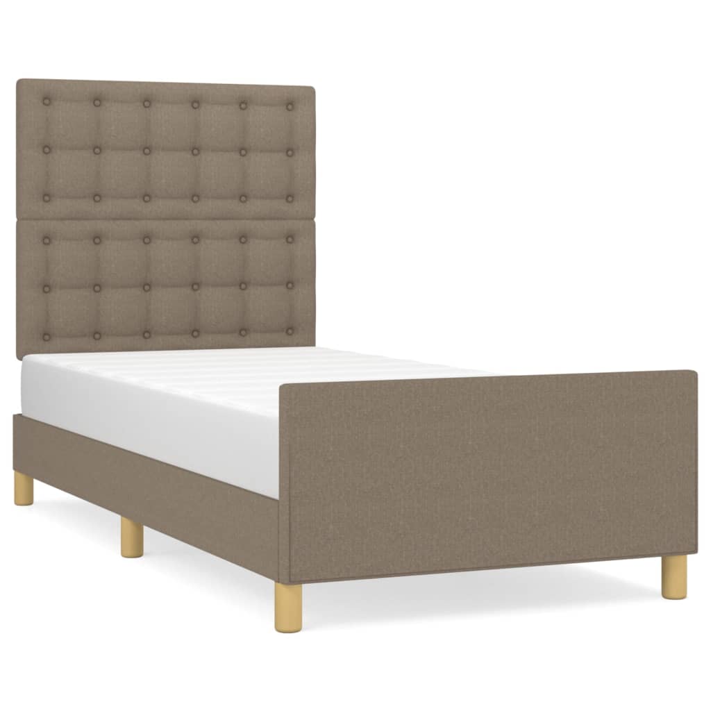 vidaXL Estructura de cama con cabecero de tela gris taupe 90x190 cm