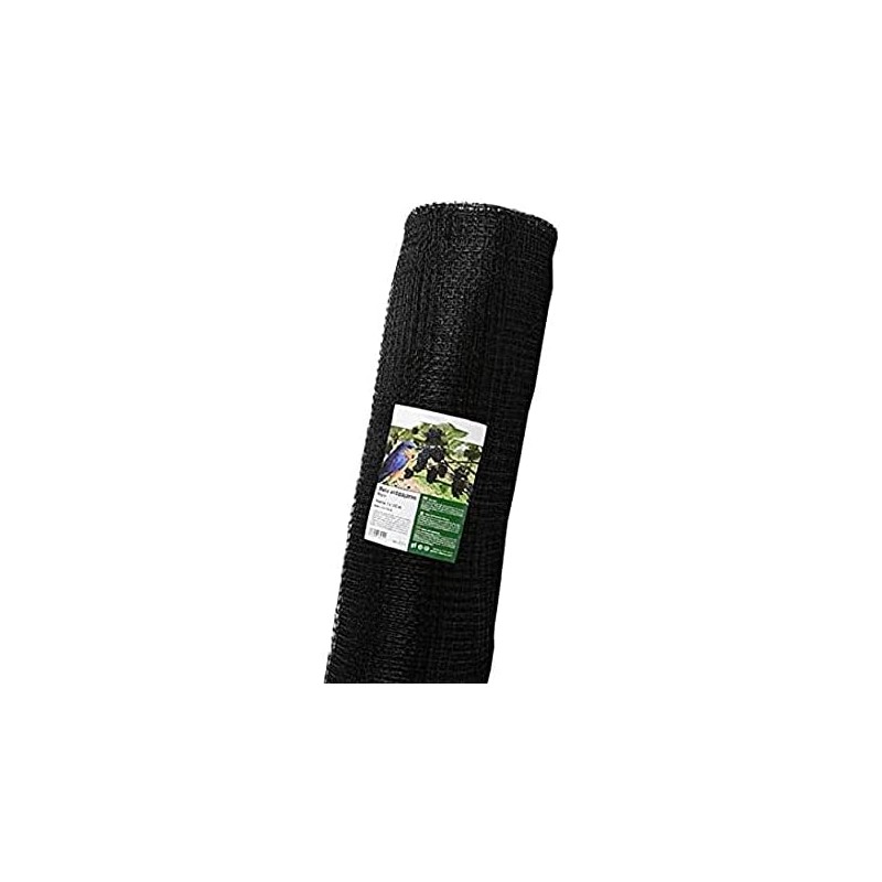 SUINGA Malla antipájaros negra 2x100 m, cuadros 16 mm, protección eficiente contra aves en huertos y jardines