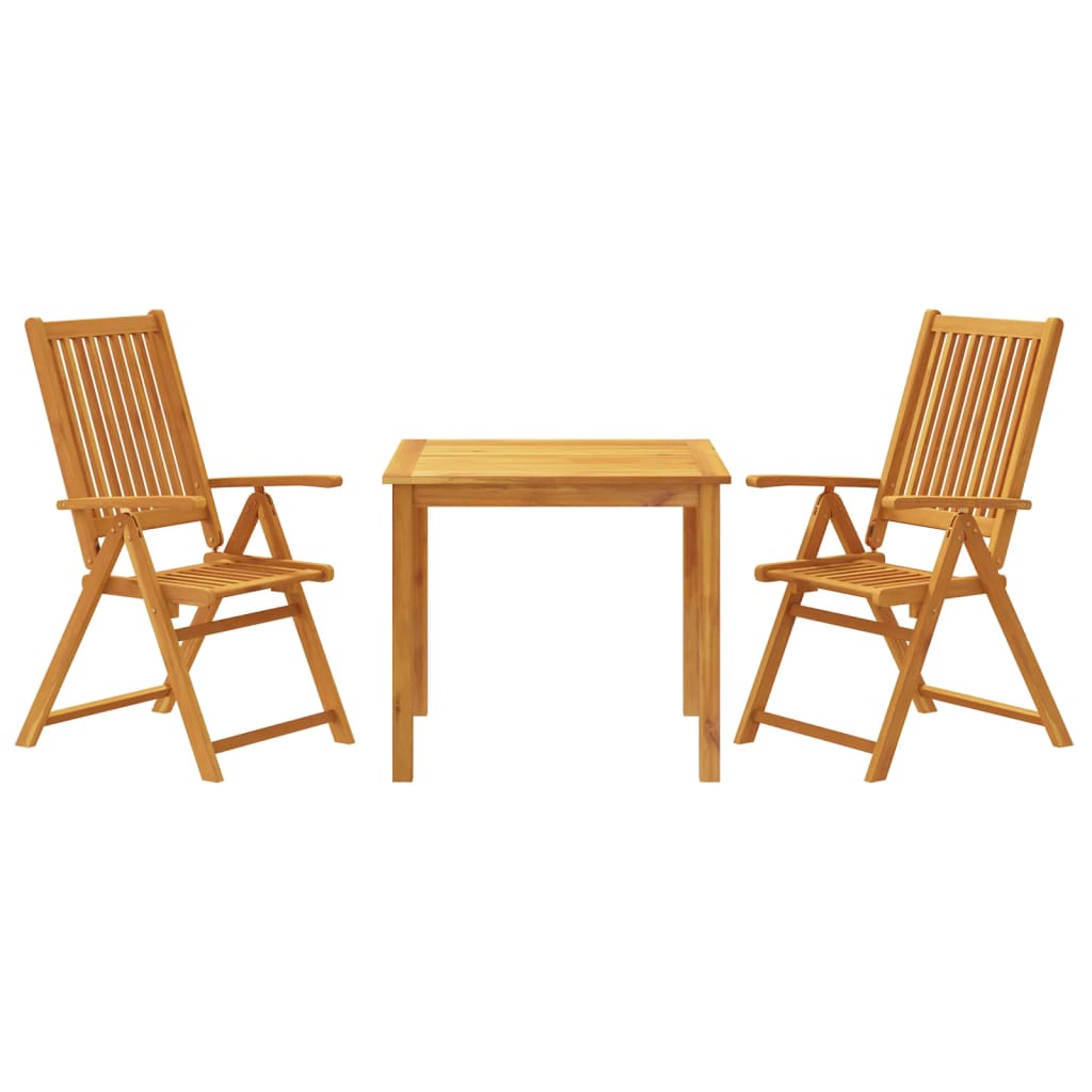vidaXL Juego de comedor de jardín 3 piezas 85x85x74 cm madera maciza de acacia
