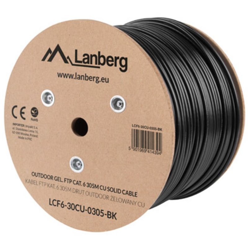 Lanberg LCF6-30CU-0305-BK cable de red Negro 305 m Cat6
