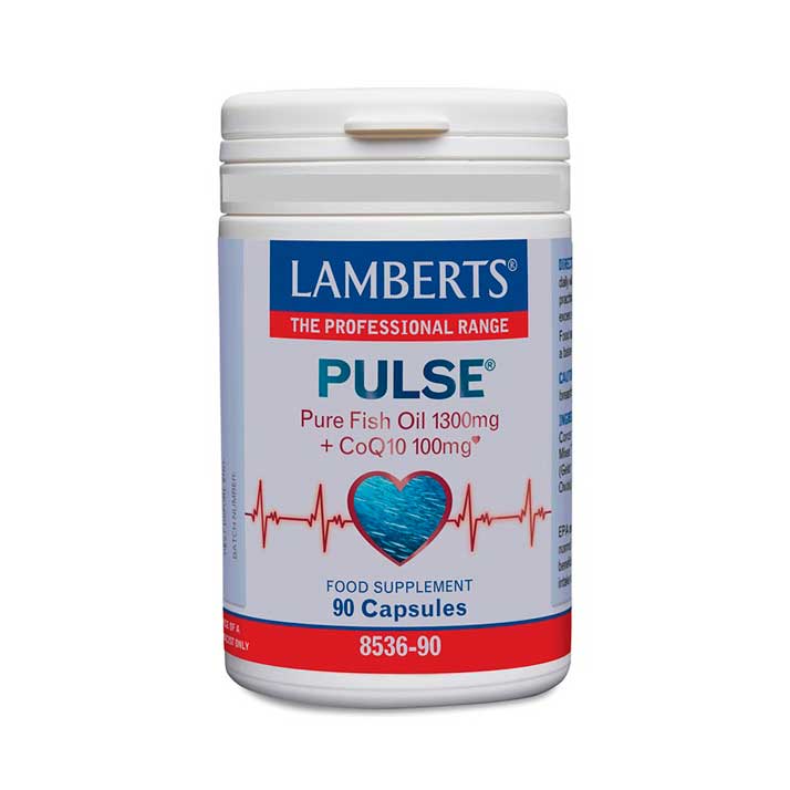 Pulse 90 Capsulas Lamberts | Aceite de Pescado Puro 1300mg | Coenzima Q10 Coq10 100mg | Omega 3 EPA DHA