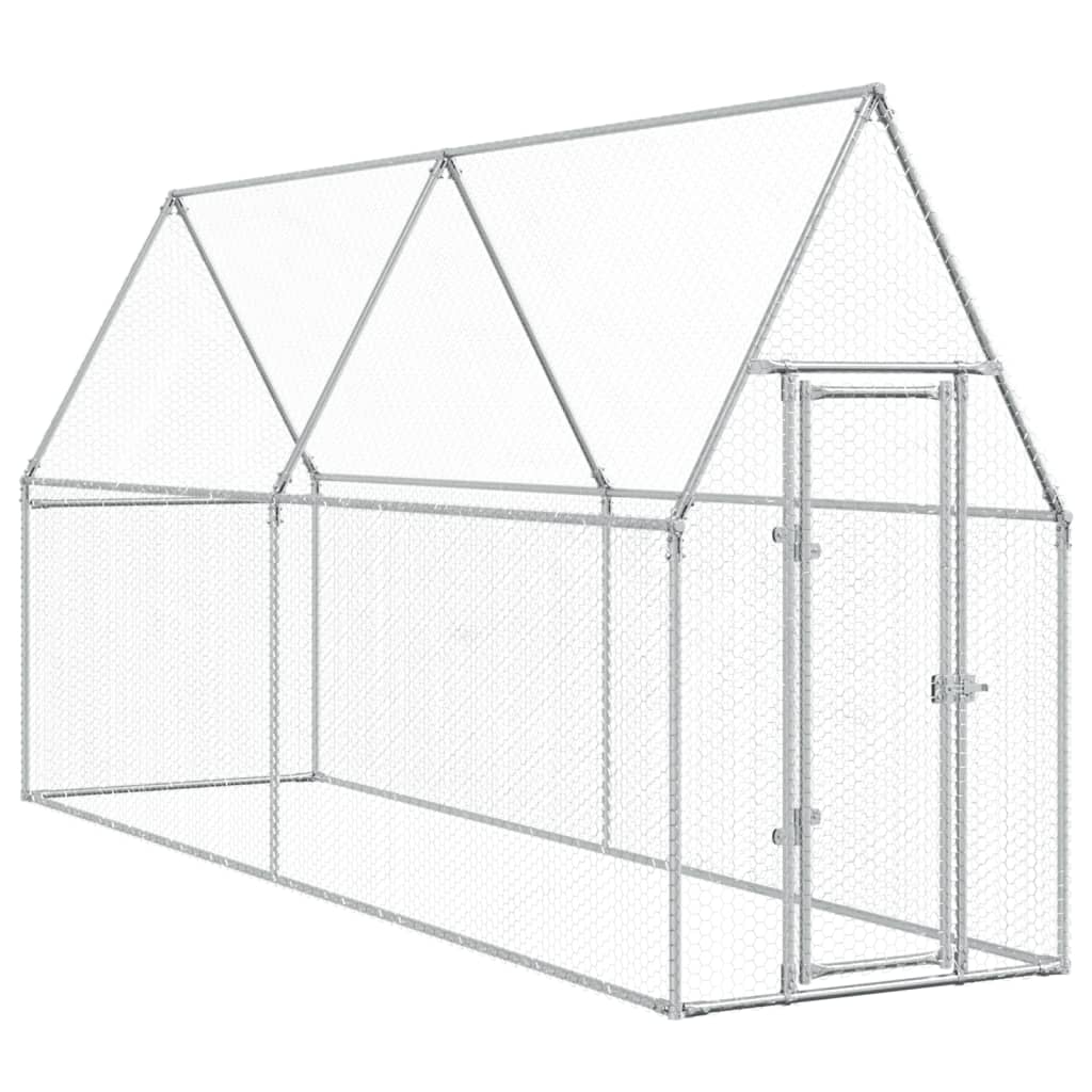 vidaXL Jaula para Gallinas Caseta de Pollos Gallinero Acero Galvanizado Plateado Dimensiones 100 x 100 x 190 cm, 200 x 100 x 190 cm, 400 x 100 x 190 cm