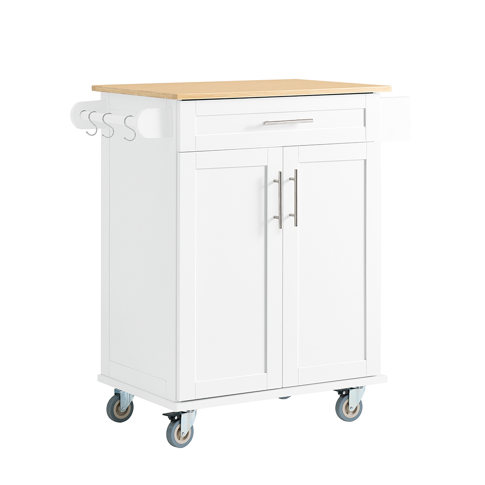 SoBuy Carro de cocina blanco con cajón y 2 puertas, aglomerado, 83×46×91 cm