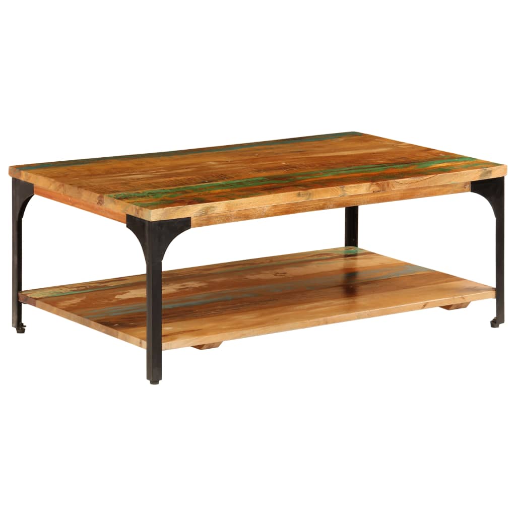 Vidaxl Mesa de Centro con Estante 100x60x35 Cm Madera Maciza Reciclada