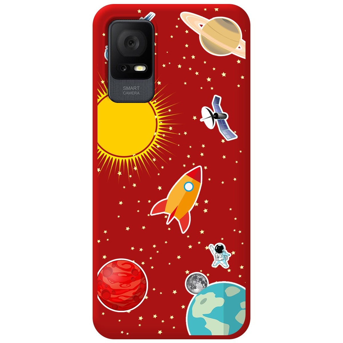 Funda Silicona Líquida Roja para TCL 405 diseño Espacio Dibujos