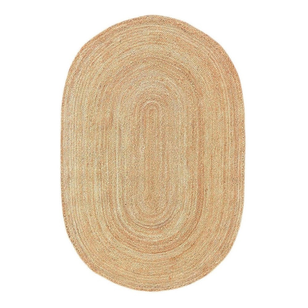 Alfombra de Yute Natural Trenzada a Mano con Forma Ovalada para Pasillo decoración 100% Fibra Natural. (140x200cm) COSHANO