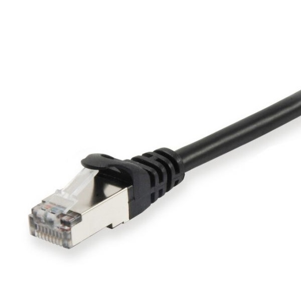 Equip Platinum S/FTP Cat 6A 0.5m Black Ethernet Cable with high-quality twisted copper conductors, shielding to reduce EMI/RFI interference, and gold-plated connectors for superior signal quality, RoHS compliant.