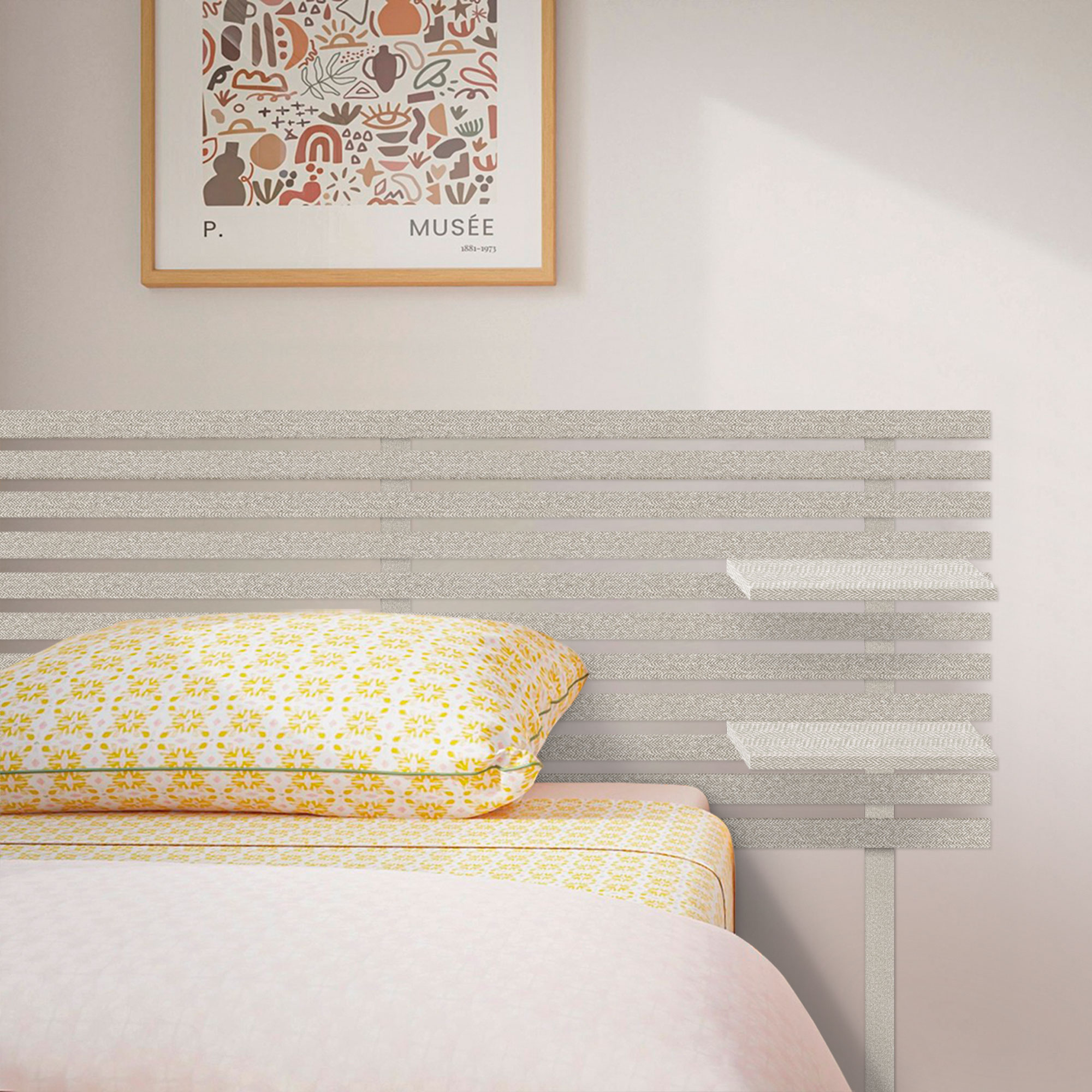 Cabecero con Estantes de Madera reciclada DM Colgante Pared Estilo Palet Japones con Patas