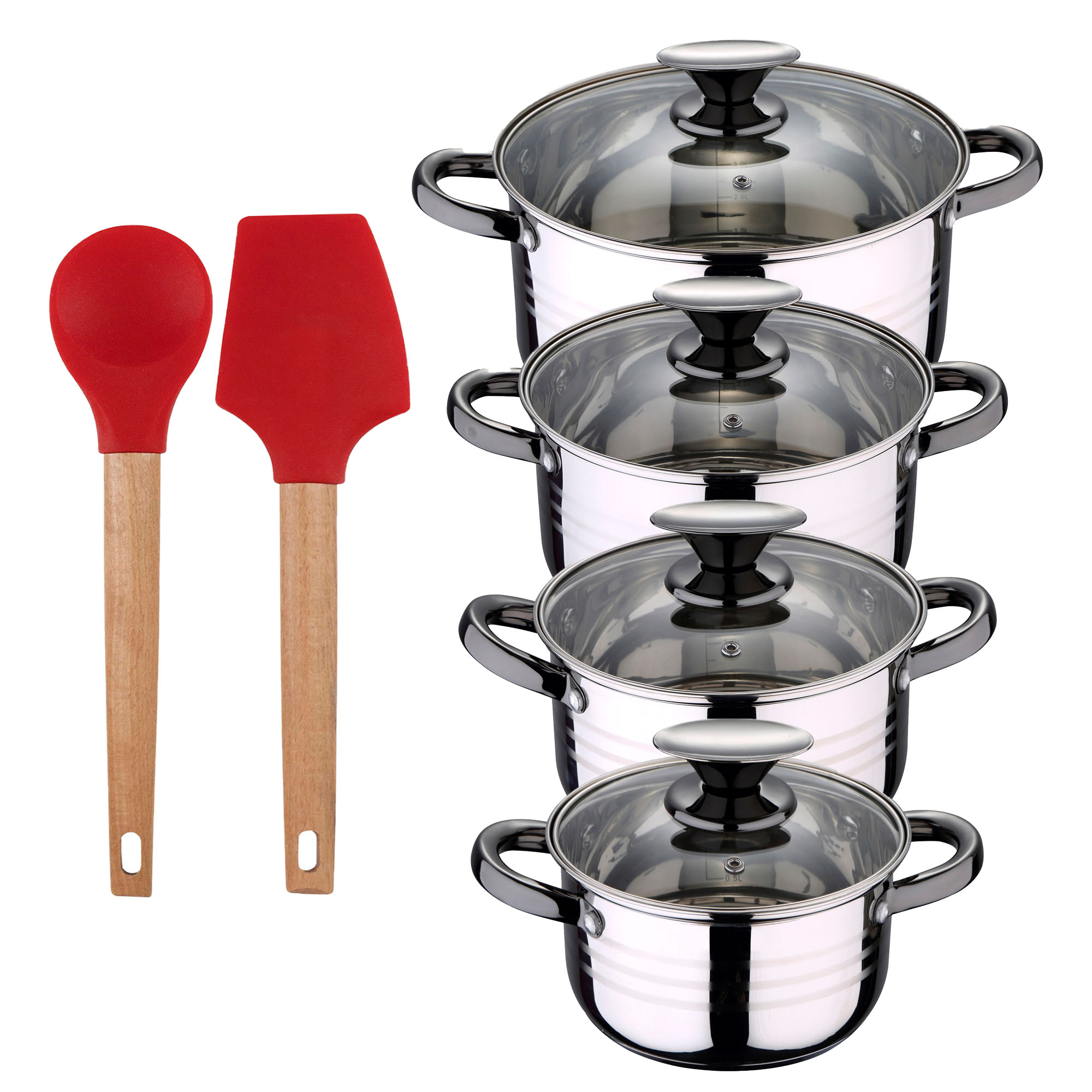 Bergner Bateria 8pc acero inoxidable apta para inducción Colección San Ignacio Premium + Delantal