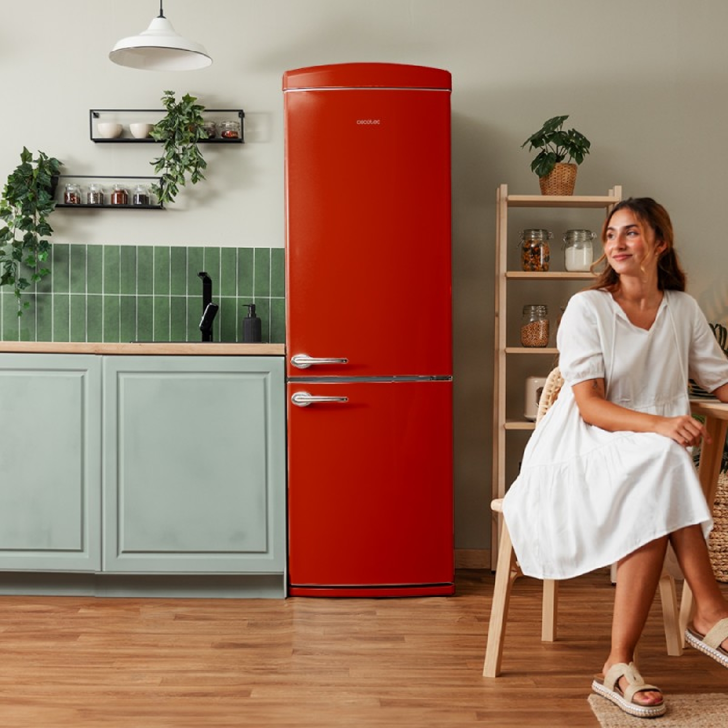 Cecotec Frigorífico Combi 2 Puertas Retro de 294L Bolero CoolMarket Combi Origin 294+ Red E. Altura 190cm y 60,5 cm de Ancho