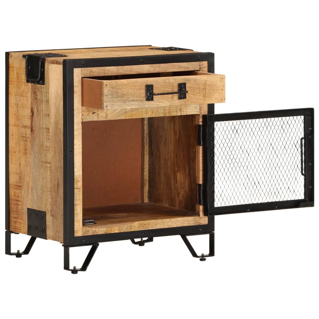 Vidaxl Mesita de Noche de Madera Maciza de Mango Sin Tratar 43x30x51 Cm para Salón y Estudio
