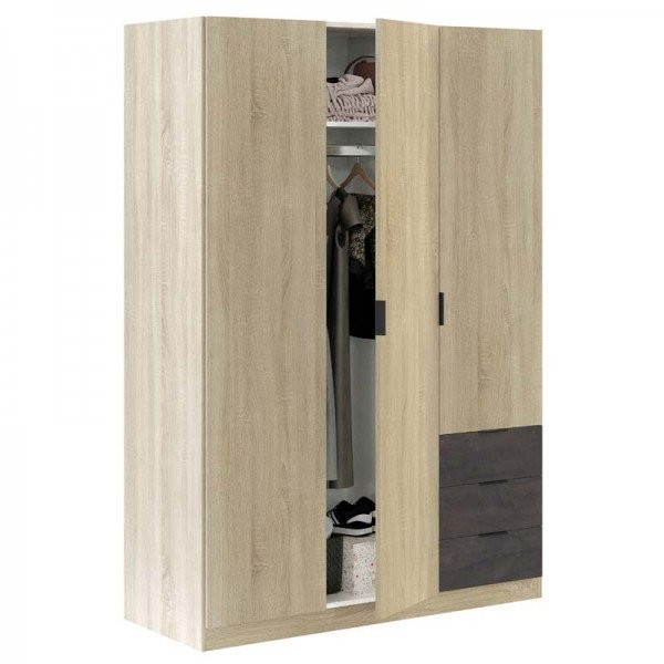 Armario Multiusos Bajo 2 Puertas Correderas Miroytengo Roble Cambrian y  Blanco 74x33 Cm