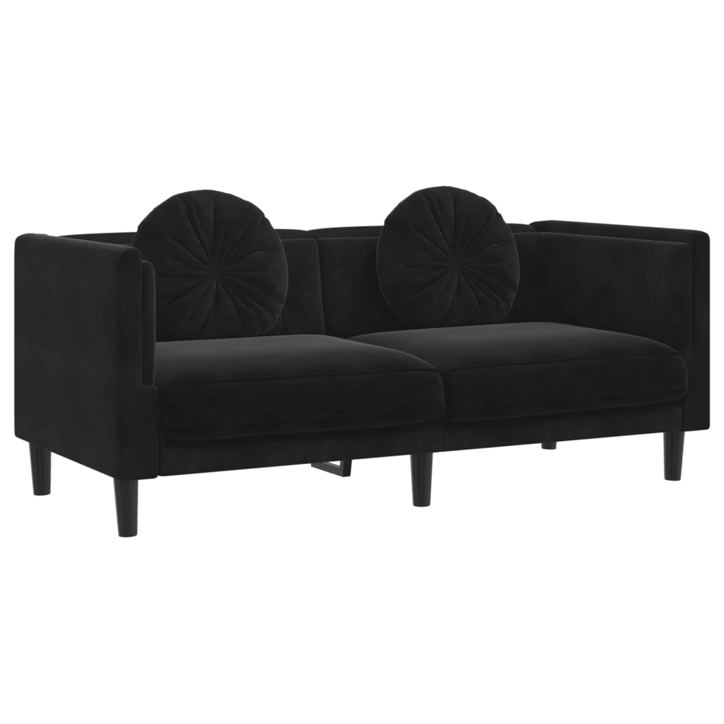 vidaXL Sofá con cojines 2 plazas terciopelo negro