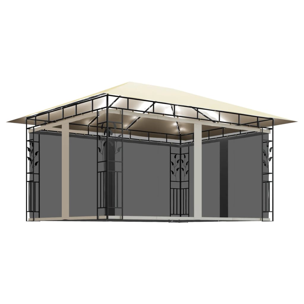 vidaXL Cenador con Mosquitera Tira Luces 4x3x2,73m 180 g/m² Parasol Color Taupé,  Antracita,  Crema y mas