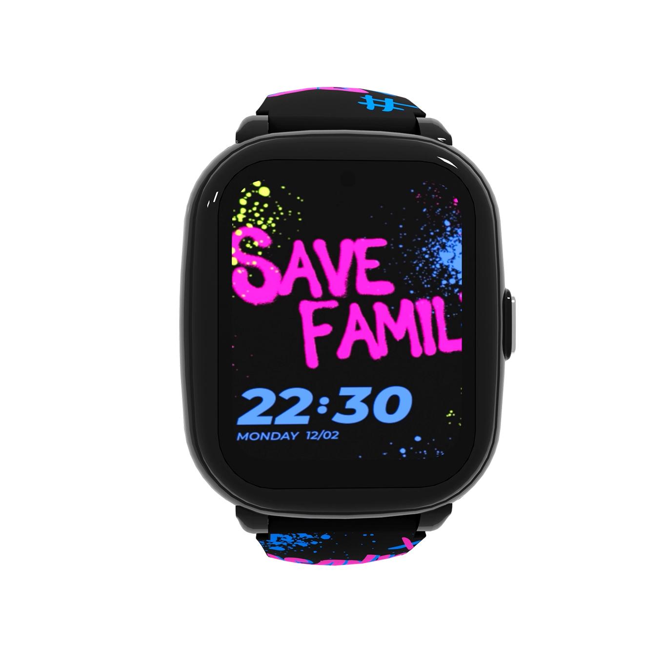 Reloj gps niño SaveFamily Relojes con GPS Iconic Plus 2 4G Reloj Inteligente niño Llamada Vídeo Face ID WhatsApp Inteligencia Artificial IA Spotify WIFI Bluetooth App Estampada Street Style Medidor constantes relojes inteligentes smartwatch NO INCLUYE SIM