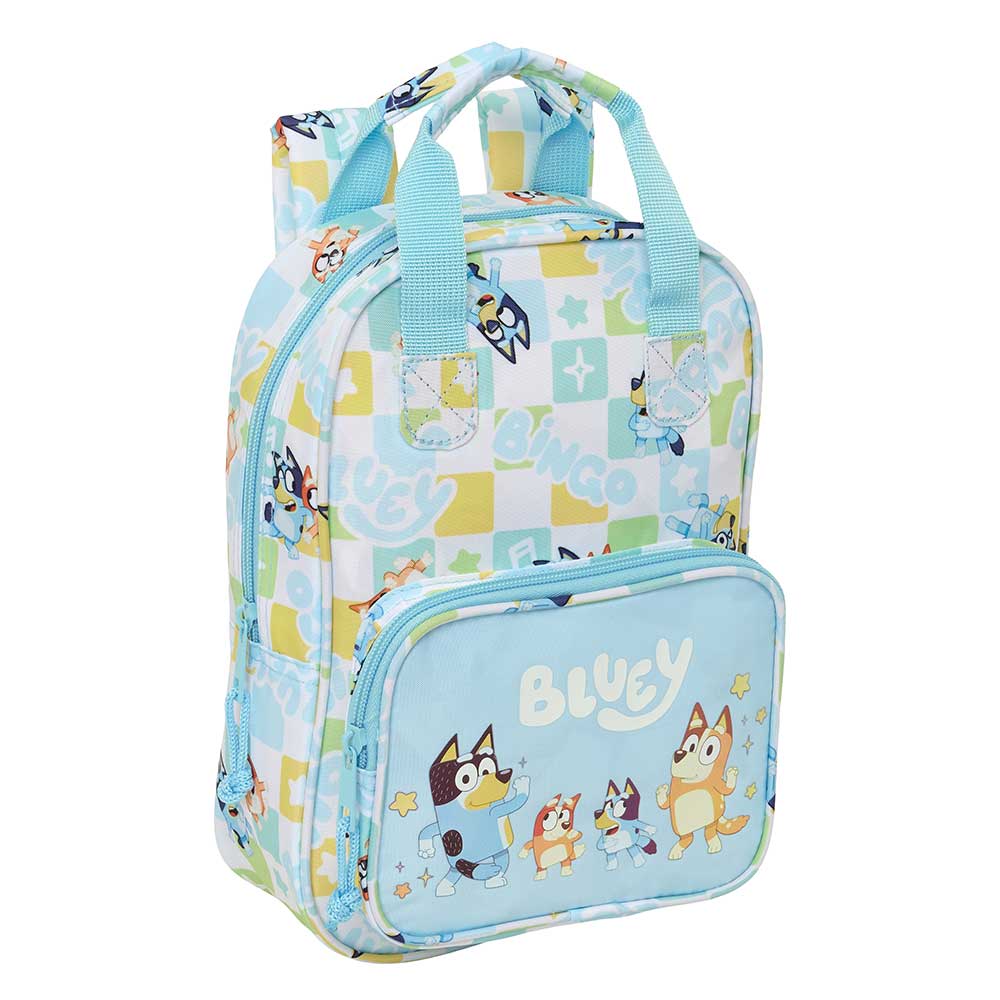 SAFTA | Mochila Escolar Guardería Bluey Let’s Adaptable a Carro (Sin Carro) Compartimento Principal con Cremallera, Tarjeta de Identificación Personal y Asa de Mano Superior, Vuelta al Cole, Talla ST