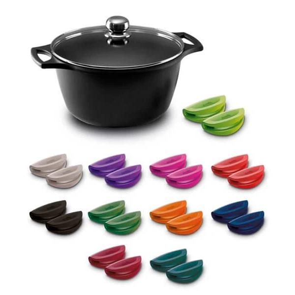 Castey - Cacerola alta Classic de aluminio 24 cm y 5 L para guisos y sopas, compatible con inducción, color negro
