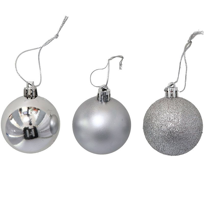 Gerimport Set de 16 Bolas de Navidad Plata Ø5 Cm - Decoración Elegante - Fácil de Colgar