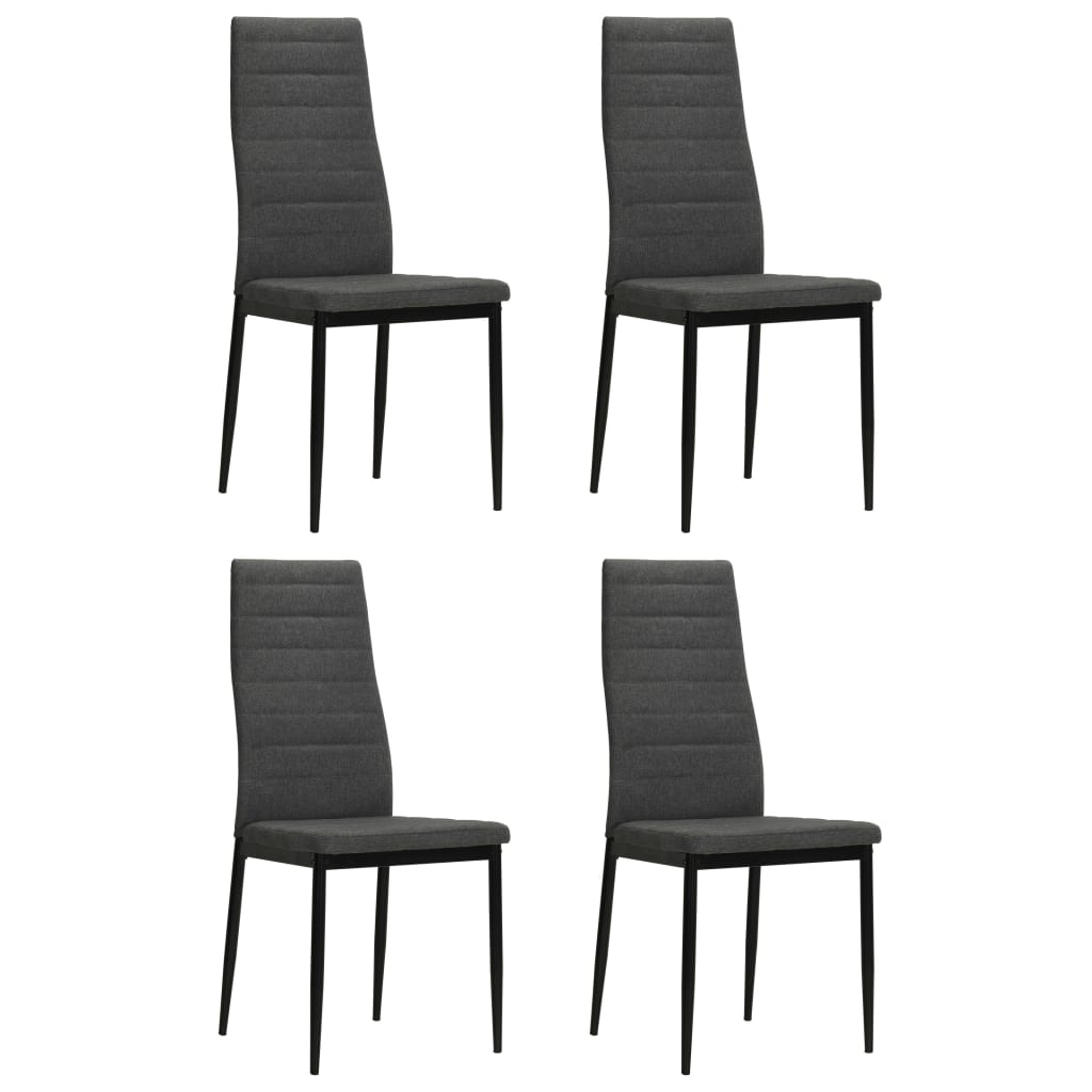 vidaXL Sillas de comedor 4 unidades tela en color Gris claro/Gris oscuro/Marrón | cómodas modernas ergonómicas para comedor cocina salón hogar