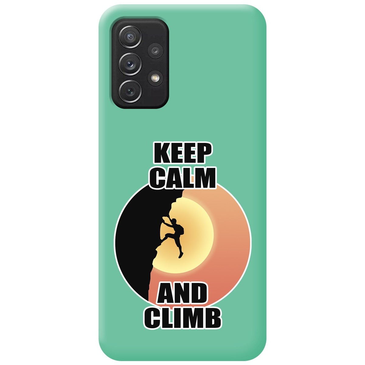 Tumundosmartphone Funda Silicona Líquida Verde para Samsung Galaxy A52 / A52 5G / A52s 5G diseño Hombre Escalada Dibujos
