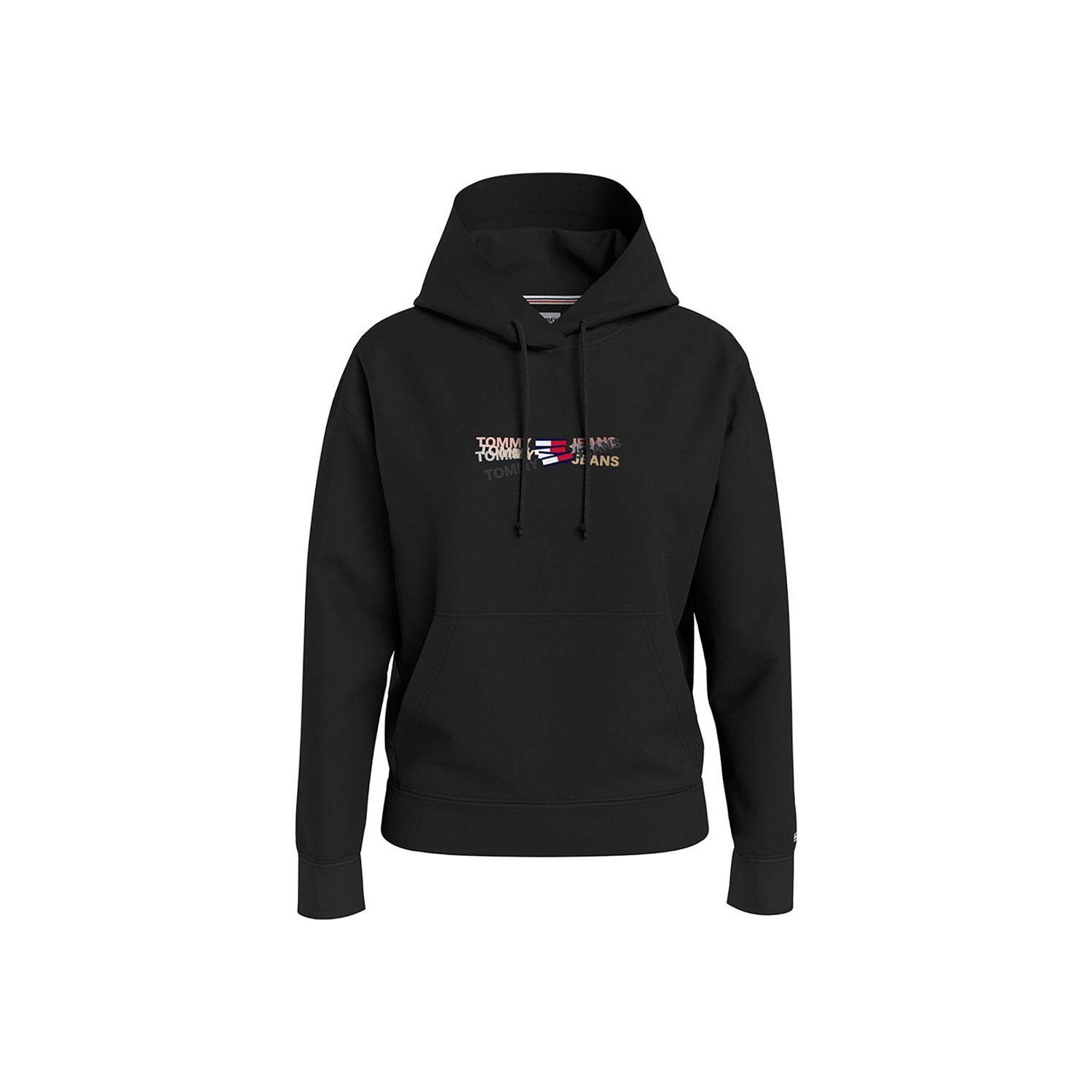 Tommy Jeans - Sudadera Tommy Jeans Linear Overlay Negra Mujer