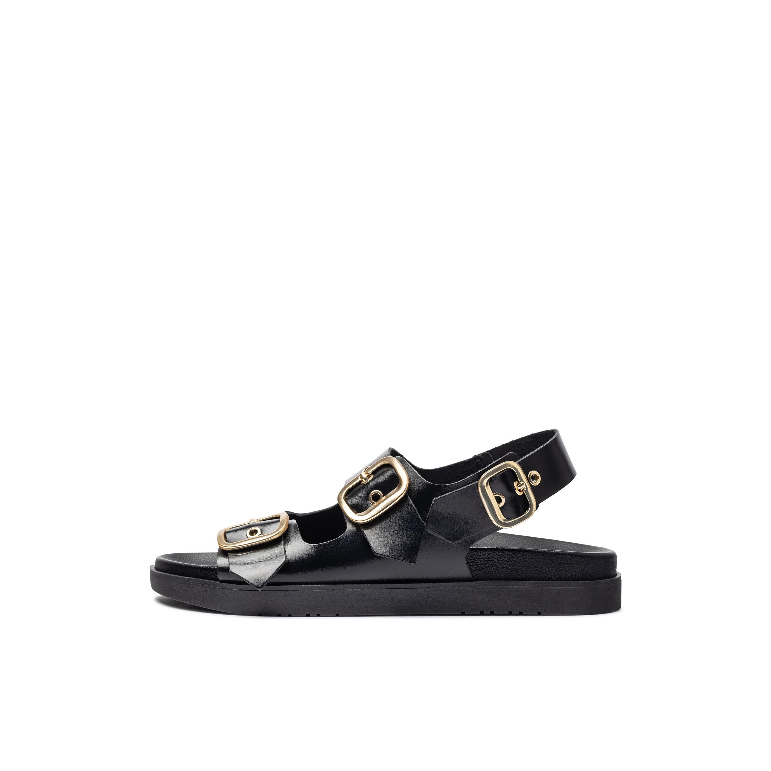 YOKONO sandalia plana MORENA-253 NEGRO | Zapatos mujer Primavera-Verano | Piel vacuna  Napa | 2 CM