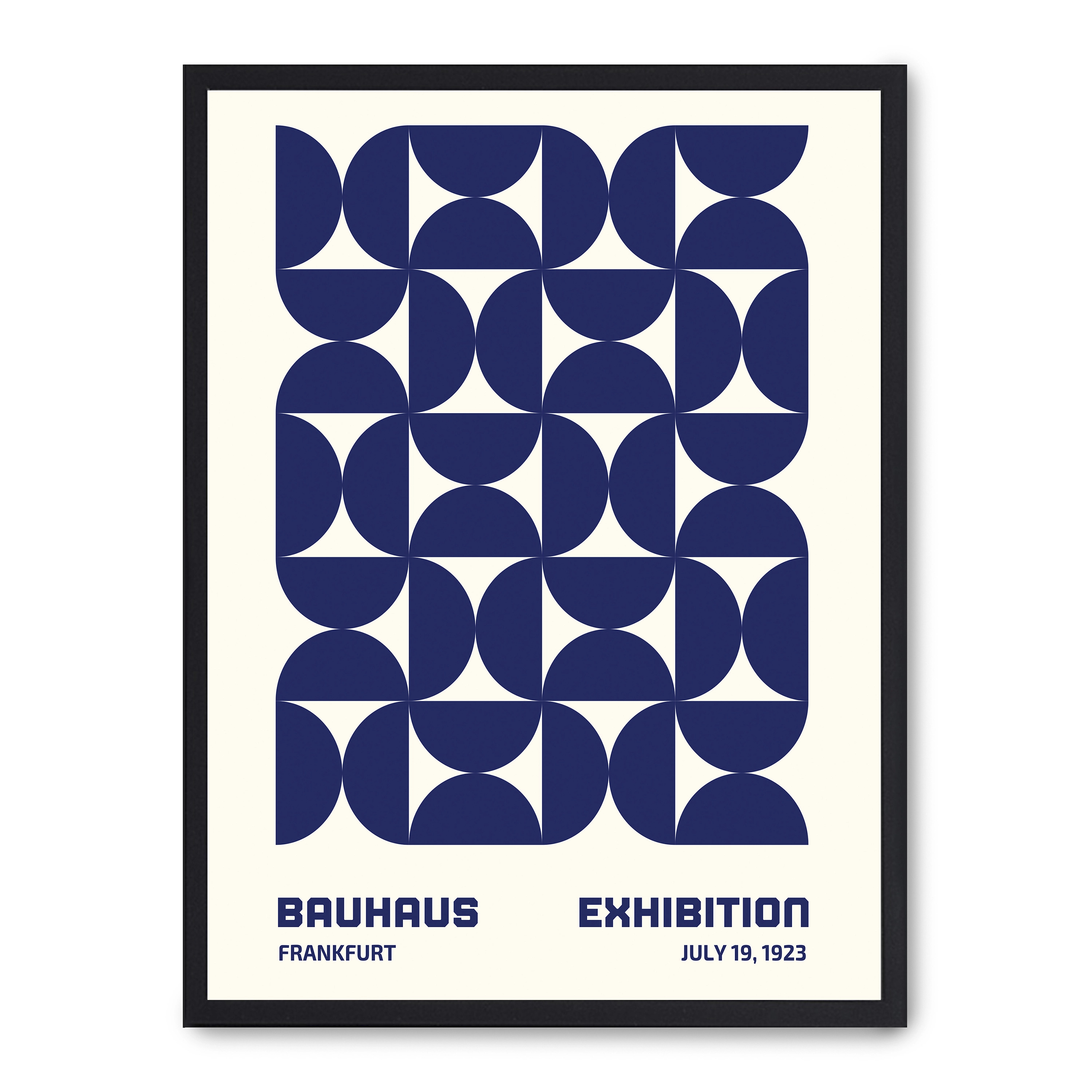Cuadro bauhaus blue forms i 30x40cm, Póster impreso en papel de primera calidad de 180gr, montado sobre marco de madera MDF acabado en negro., Arte - Bauhaus
