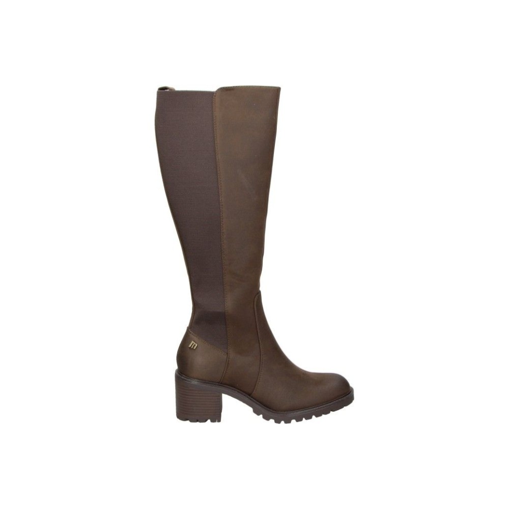 MTNG | Botas con Tacón Mustang Maya para Mujer – Botas Altas en Color Marrón Moka con Cremallera Lateral – Cómodas – Polipiel – Tacón Medio y Cómodo – Versátiles – Para Invierno – Vegan – Modelo 51992