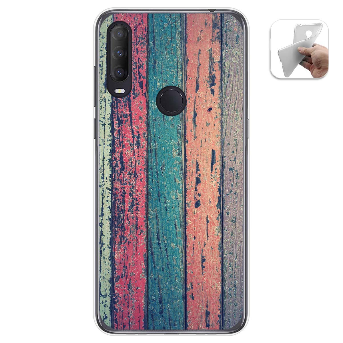 Tumundosmartphone Funda Gel Tpu para Alcatel 1S 2020 / 3L 2020 diseño Madera 10 Dibujos
