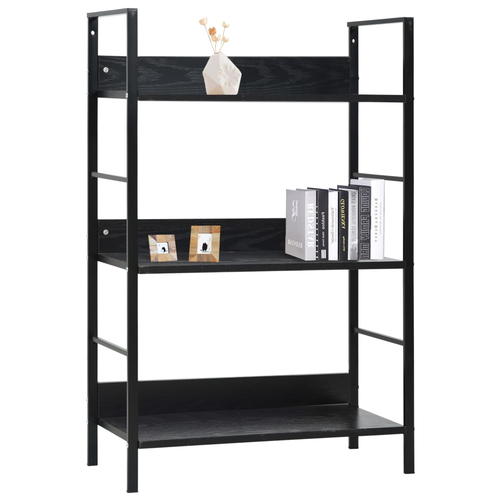 Vidaxl Estantería de 3 Niveles Madera Ingeniería 60x27,6x90,5 Cm Negro