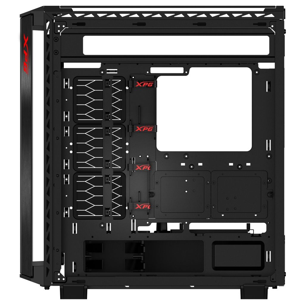 XPG - Caja de CPU Gaming BATTLECRUISER II E-ATX con panel de vidrio templado, iluminación RGB azul/verde/rojo, soporte para radiador 360 mm y puertos USB-C, color negro