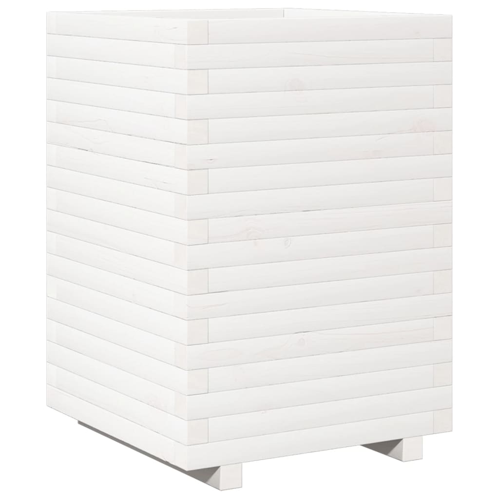 vidaXL Jardinera de madera maciza de pino 50x50x72 cm Color Pino natural,  Blanco,  Marrón cera y mas
