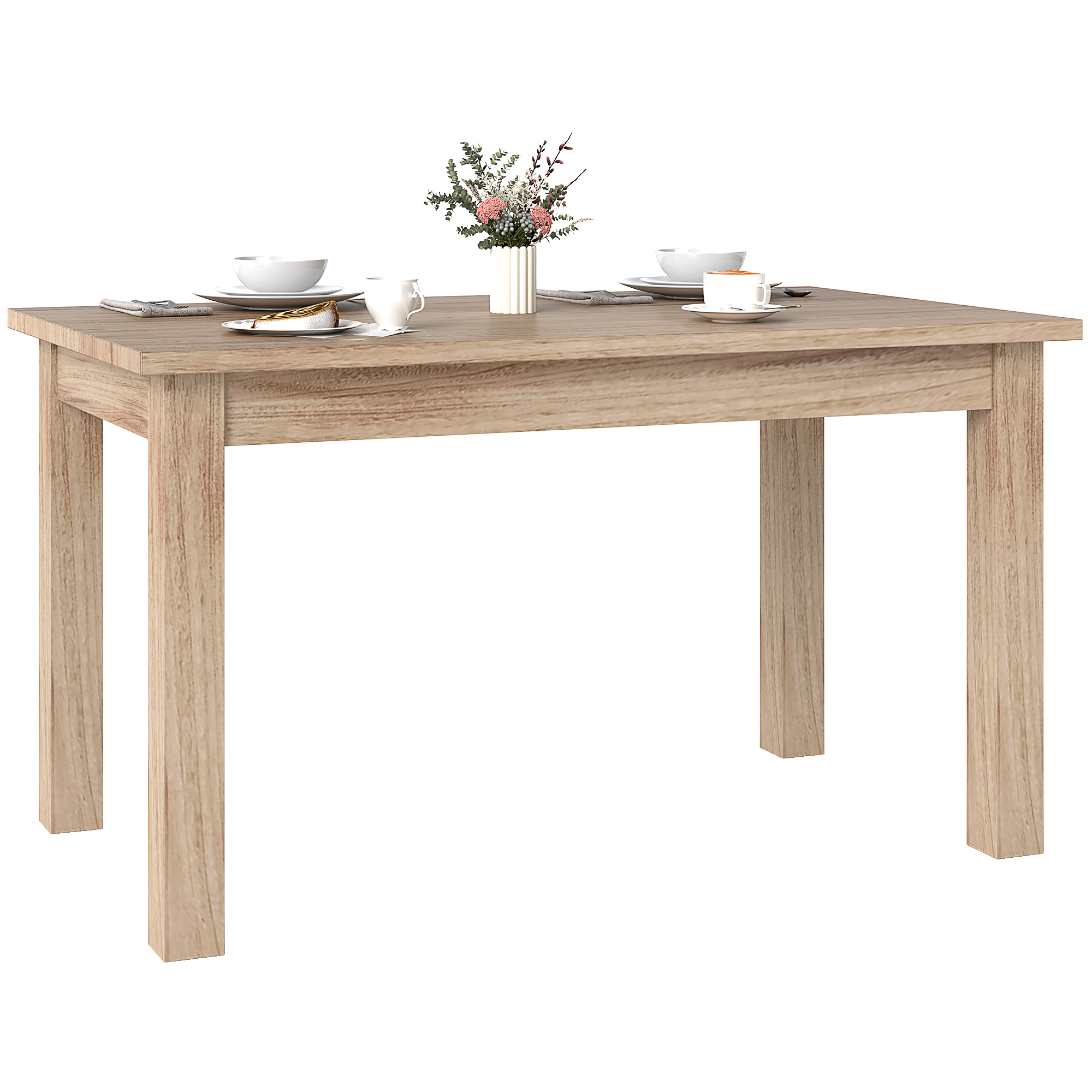HOMCOM Mesa de Comedor Mesa Rectangular para 6 Personas Tablero Laminado para Cocina Salón 140x80x78 cm Natural