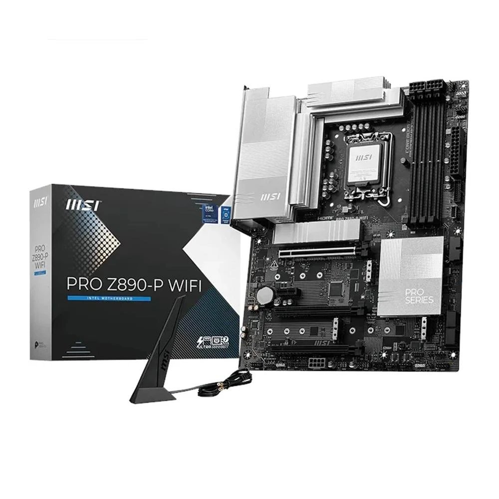 MSI - Placa base ATX PRO Z890-P WIFI6E DDR5 para procesadores Intel Core Ultra Series 2, socket LGA1851, 4 ranuras DDR5 hasta 256 GB y PCIe 5.0