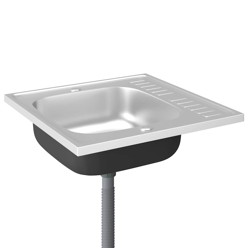 vidaXL Fregadero de cocina con escurridor acero inox 600x600x155 mm