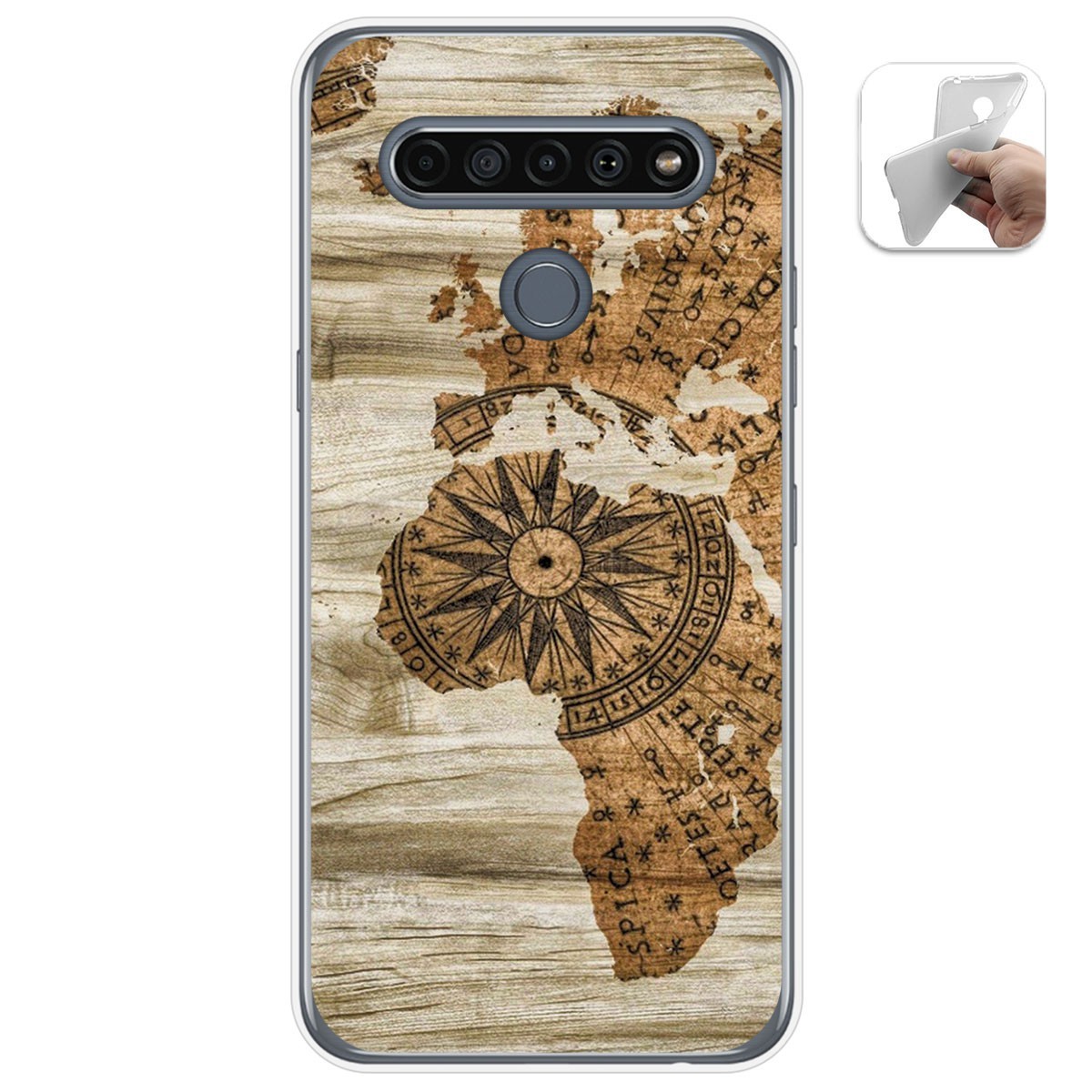 Tumundosmartphone Funda Gel Tpu para Lg K61 diseño Madera 07 Dibujos